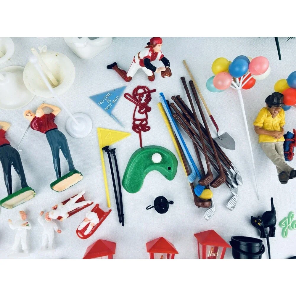 Large Lot Cake Decorations Hard Plastic - Wilton‎ - Toppers  -Hong Kong Vintage